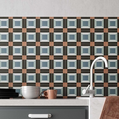 Керамогранит DNA Tiles SYNC CLOVER BLUE 15x15
