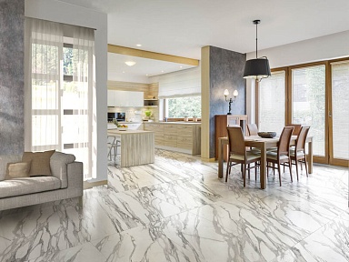 Керамогранит Idalgo Granite Stone Calacatta Pearl / Гранит Стоун Калакатта Жемчуг LLR 120x60