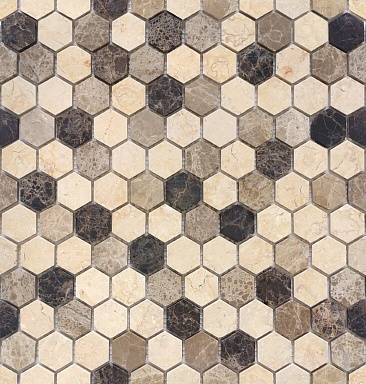 Мозаика Caramelle Mosaic Pietra Mix 1 MAT hex 18x30x6 285x305x6