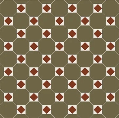 Керамогранит Metlah.Store M6731/6102/7112 Октагон зеленый / Квадрат красный / Треугольник белый на сетке 320x320