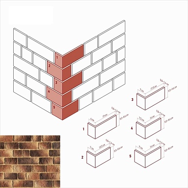 Искусственный камень White Hills 495-45 Эль Торре Угол 6x19 (7x13,5; 7x17,5; 7,5x14; 9x14) x 9,5-9,6