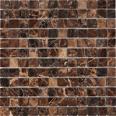 Мозаика Pixmosaic PIX217 Dark Emperador из мрамора полированная 23x23 305х305x6