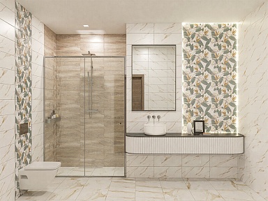 Панно Azori Панно Calacatta Ivori Strelitzia 50,5*40,2