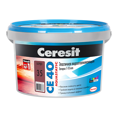 Смеси и затирки Ceresit CE 40 2161912 CE 40/2 Затирка аквастатик (бордо 35) 2 кг