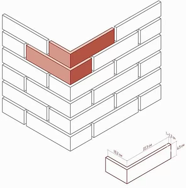 Искусственный камень White Hills 361-45 Терамо брик II угол 10x22,5x6,5