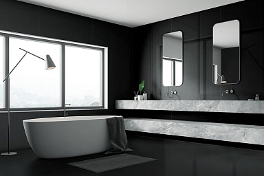 Керамогранит ArkLam 229652 Pure Black Silk Rect 6 mm 1200x3000