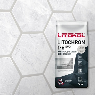 Смеси и затирки LITOKOL Litochrom 1-6 Evo LE.100 Пепельно-белый 2кг 500080002