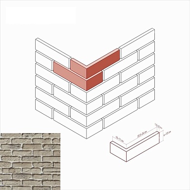 Искусственный камень White Hills 399-15 Берн брик Design Угол 9,5-10,5х21,5-24x6-7,5