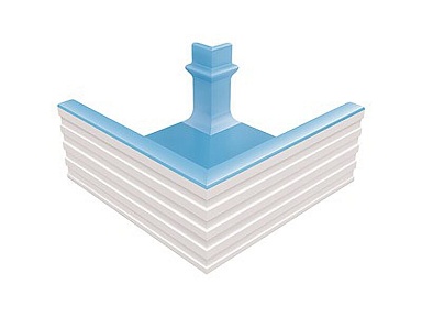 Декоративная вставка Serapool KP241 Переливной лоток керамический наружный угол Light Blue 30,6x30,6