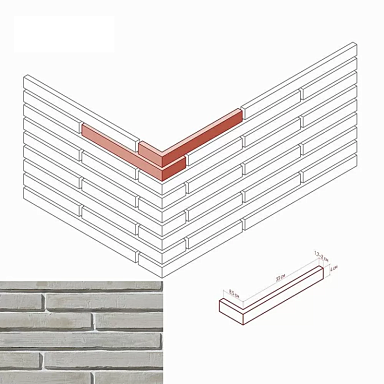 Искусственный камень White Hills 689-15 Дюрен Брик Design Угол 8,5/33x4x1,7-2
