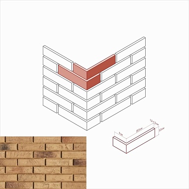 Искусственный камень White Hills 350-45 Терамо брик угол 9x20,5x5.5