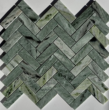 Мозаика Pixmosaic PIX320 Jet Green полированная 23х73 317х282х6