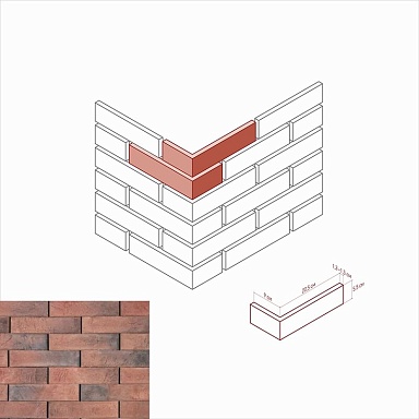 Искусственный камень White Hills 354-95 Терамо брик Угол 9x20,5x5.5