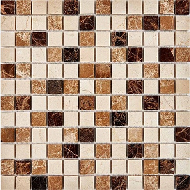 Мозаика Pixmosaic PIX269 Emperador Dark, light, Crema Nova из мрамора полированная 23x23 305х305x6