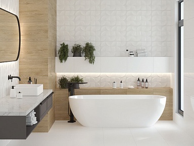 Плитка Gracia Ceramica Nature white 02 рельеф 30х50