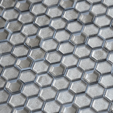 Мозаика Caramelle Mosaic Argento grani hexagon 23x13x6 300x300х6