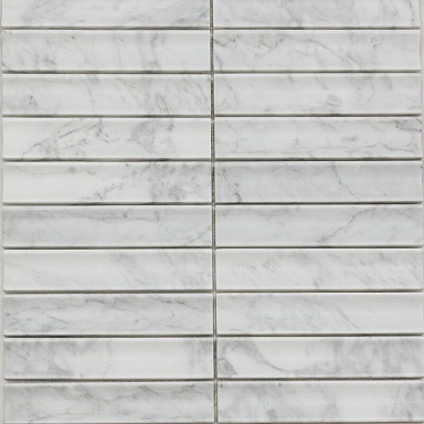 Мозаика Pixmosaic PIX341 Bianco Carrara, Concave матовая 30х151 305х318х12