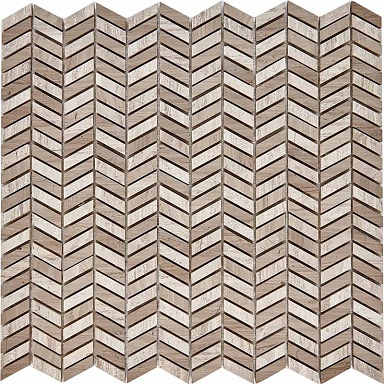 Мозаика Pixmosaic PIX288 Shevron White Wooden, Athens Grey из мрамора полированная 27x10 298х307x8
