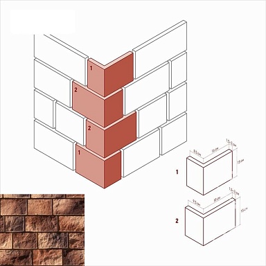 Искусственный камень White Hills 411-45 Шинон Угол 8.5х16x15 (9.5х18x15)
