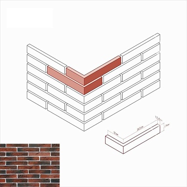 Искусственный камень White Hills 380-75 Остия брик угол 12x26.5x4.9