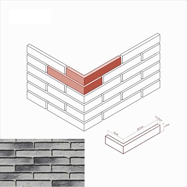 Искусственный камень White Hills 382-85 Остия брик угол 12x26.5x4.9