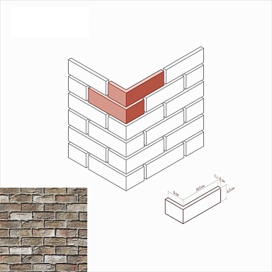 Искусственный камень White Hills 309-25 Бремен брик Design Угол 8x18,5x6,5