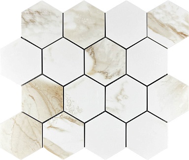 Декор Velsaa Mosaic Calacata Paonazzo 78 Hexagone 28x33