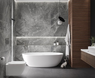 Керамогранит Laparet Materica Grey серый матовый карвинг 80х160