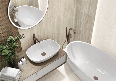 Керамогранит LCM 60120TVW11M Travertine World Beige матовый карвинг 600x1200x7