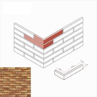 Искусственный камень White Hills 380-65 Остия брик Угол 12x26.5x4.9