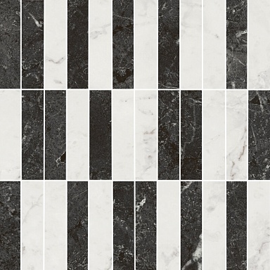 Kerama Marazzi KMD2MSA003BR Декор Тубкаль мозаичный микс чёрный белый глянцевый обрезной 30x30x0,9
