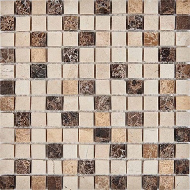 Мозаика Pixmosaic PIX272 Emperador Dark, light, Crema Nova из мрамора матовая 23x23 305х305x6