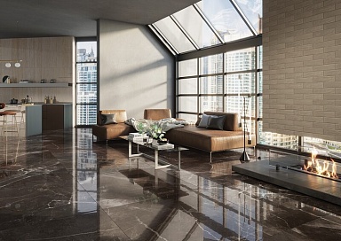 Керамогранит Rak Ceramics Amani Marble Dark Grey Polished Full Lappato 60x120