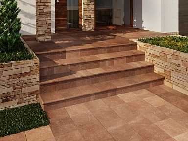 Ступень Exagres Stone Peldano fiorentino brown 33x33х4