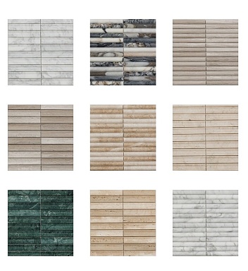 Мозаика Pixmosaic PIX342 Bianco Carrara, Convex матовая 20х151 300х305х12