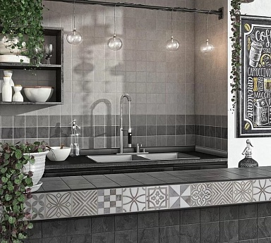 Декоративная вставка Kerama Marazzi STG/C401/1270H Амальфи орнамент серый 9.8x9.8
