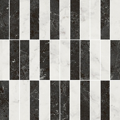 Kerama Marazzi KMD2MSA003BR Декор Тубкаль мозаичный микс чёрный белый глянцевый обрезной 30x30x0,9