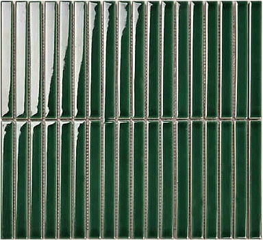 Мозаика Porcelain mosaic Y15F340 Strip Зеленый глянцевый 1.5х14.5 29.4х31.3