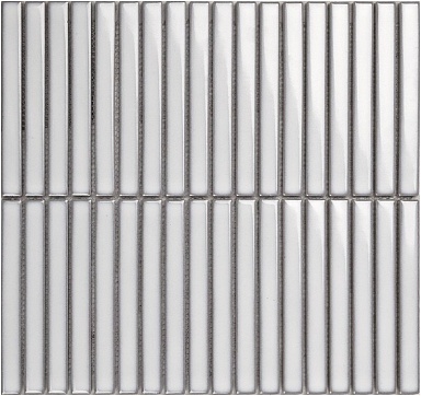 Мозаика Porcelain mosaic Y15FW10 Strip Светло-серый глянцевый 1.5х14.5 29.4х31.3