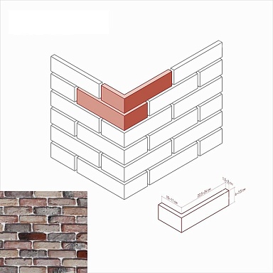 Искусственный камень White Hills 398-95 Берн брик Design Угол 9,5-10,5х21,5-24x6-7,5