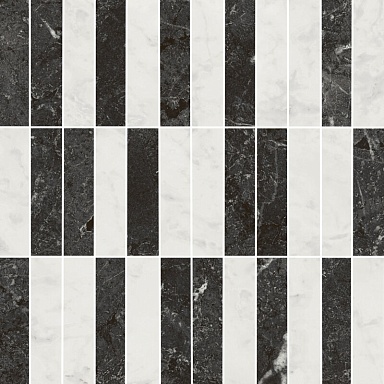Kerama Marazzi KMD2MSA003BR Декор Тубкаль мозаичный микс чёрный белый глянцевый обрезной 30x30x0,9