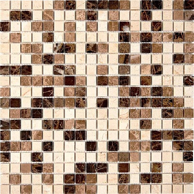 Мозаика Pixmosaic PIX268 Emperador Dark, light, Crema Nova из мрамора полированная 15x15 305х305x4