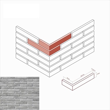 Искусственный камень White Hills 383-05 Остия брик Design Угол 12x26.5x4.9