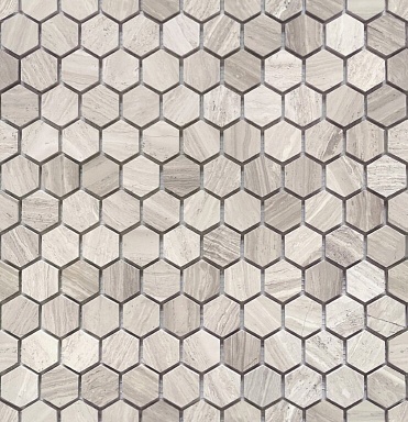 Мозаика Caramelle Mosaic Travertino silver MAT hex 18x30x6 285x305x6