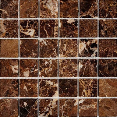 Мозаика Pixmosaic PIX218 Dark Emperador из мрамора полированная 48x48 305х305x6