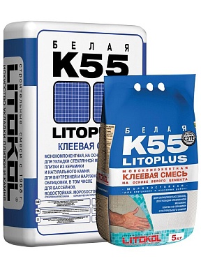 Клей LITOKOL Плиточный клей LITOPLUS K55 белый 5 кг