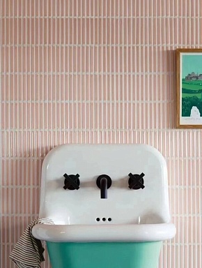 Мозаика Porcelain mosaic Y15FW26 Strip Голубой глянцевый 1.5х14.5 29.4х31.3
