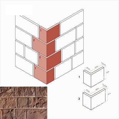 Искусственный камень White Hills 412-45 Шинон угол 8.5х16x15 (9.5х18x15)
