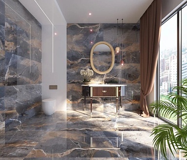 Керамогранит Usak Seramik Frankfurt Black Brown Polished 60x120