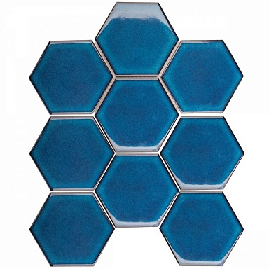 Мозаика StarMosaic JJFQ80048 Hexagon big Deep Blue Glossy 25.6х29.5х6